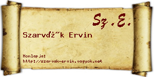 Szarvák Ervin névjegykártya