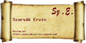 Szarvák Ervin névjegykártya
