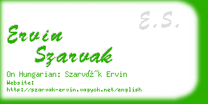 ervin szarvak business card